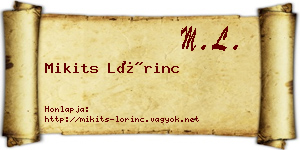 Mikits Lőrinc névjegykártya